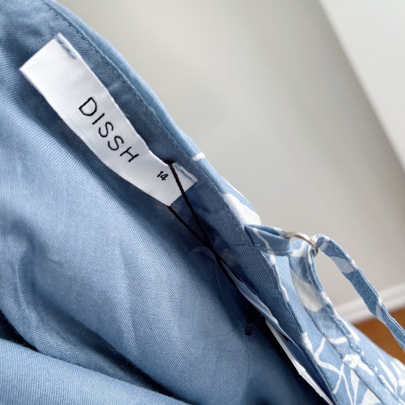 NEW DISSH Women's Size 14 Blue Print Midi Dress - Picture 10 of 11